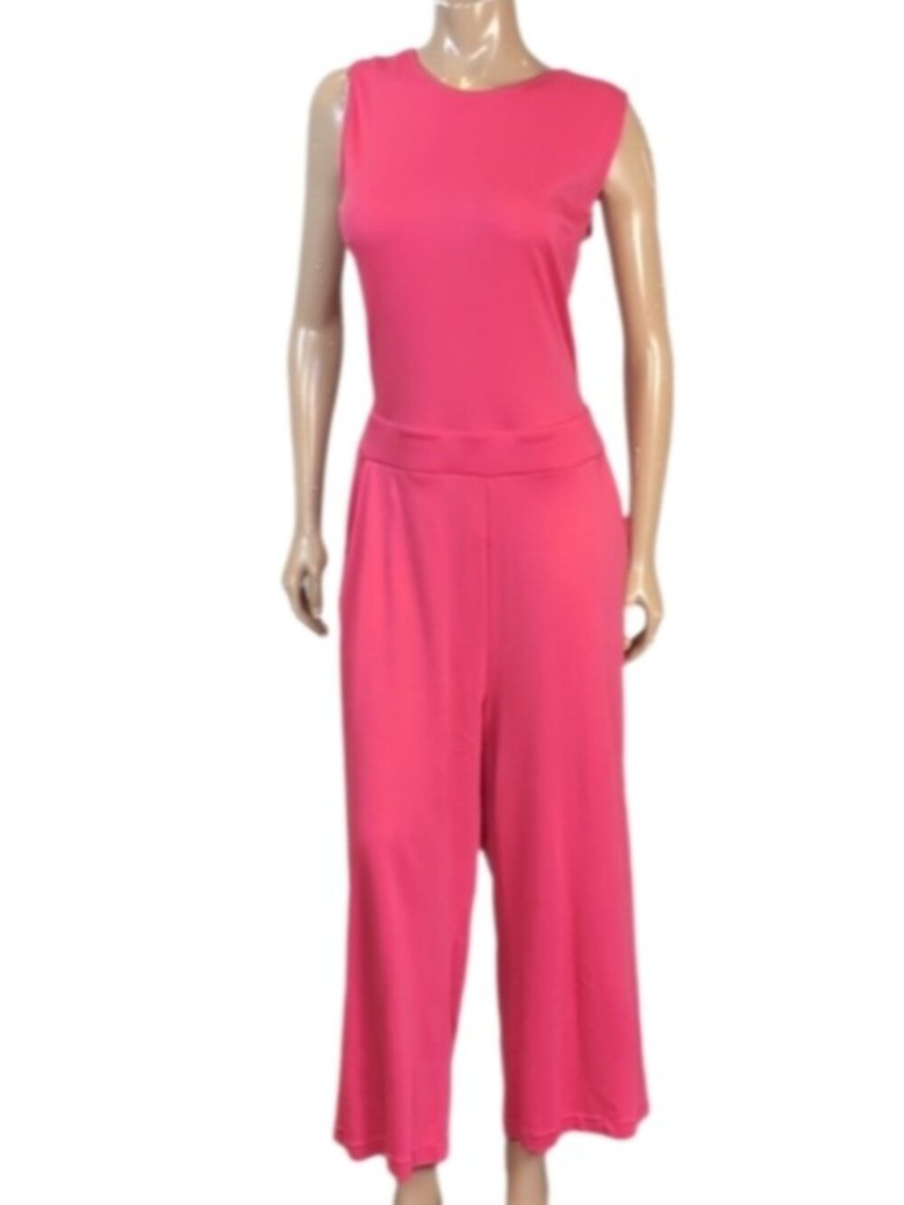 New York & Company Sleeveless Coral Jumpsuit Womens Size Large Open Tie Back